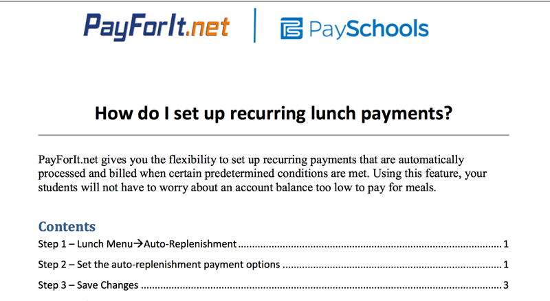 Documentation: How Do I Set Up Recurring Lunch Payments (Auto-Replenish)